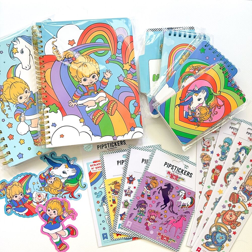 Rainbow Brite Notebooks and Stickers Lot Bundle Scratch n Sniff All New